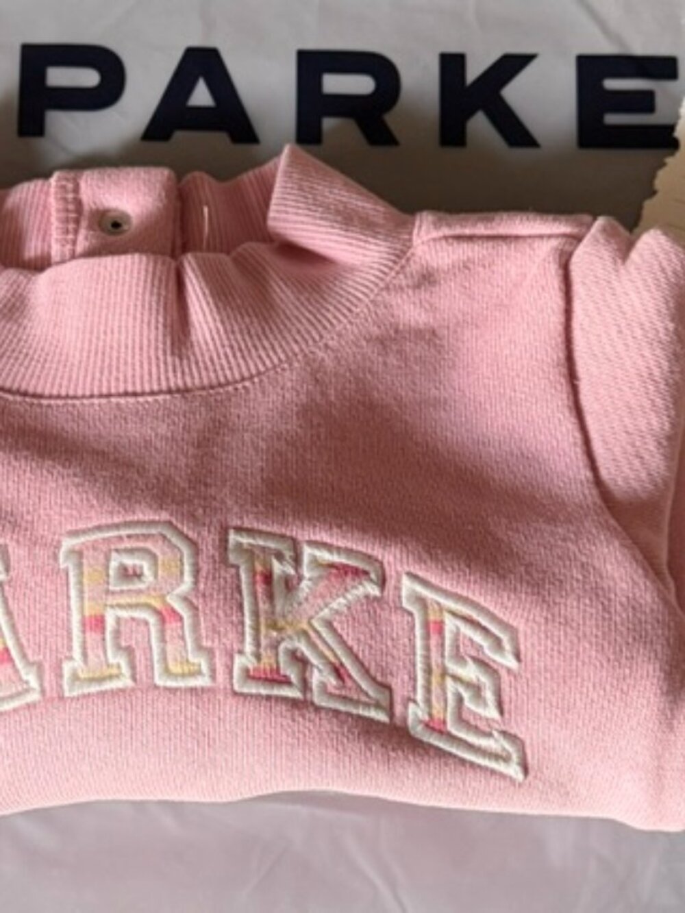 NWT Parke Sweetpea Kids Baby Varsity Mockneck 6-12M Heritage It's a Girl - Picture 9 of 10
